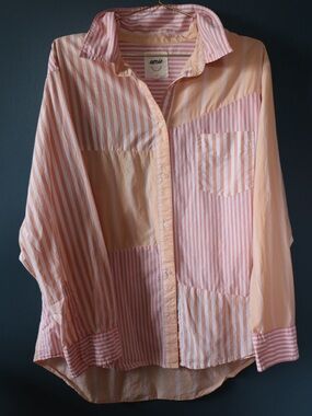 aerie Pink & Peach Striped Button-Up Shirt